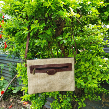 Hemp Leather Linen Passport Bag - FWOSI